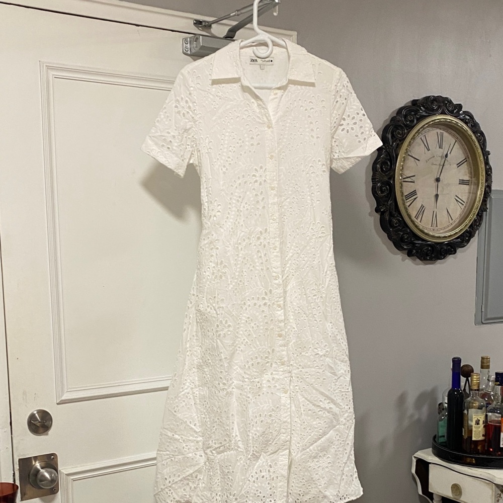 Zara White maxi Lace Dress